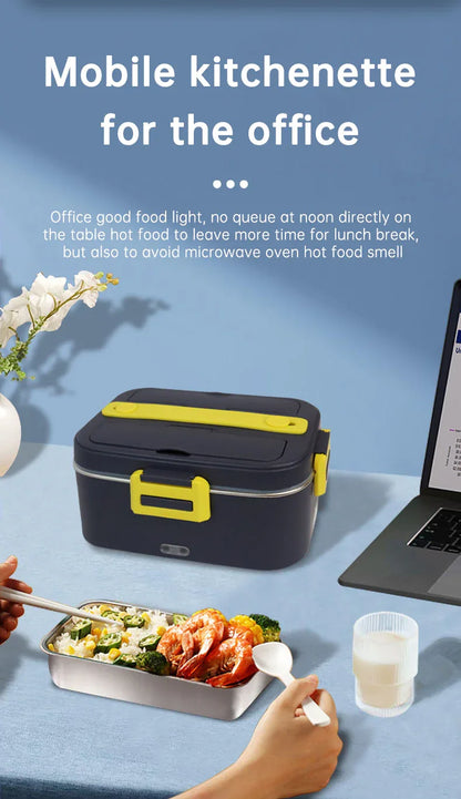 New portable household car 110 / 220V 12V/24V rechargeable automatic heated electric lunch box bento food heater container box - Shello's Creative Boutique