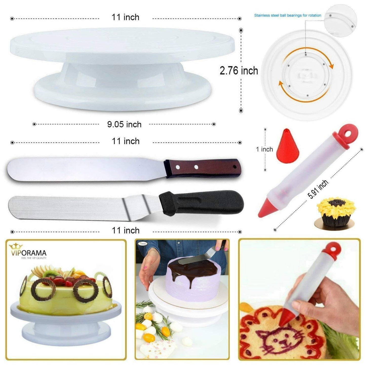 Numbered 73-Piece Set Of Cake Turntable, Non-Slip Turntable, Cake Flower Nozzle, Love Silicone Mold eprolo