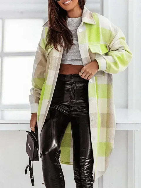 Long Plaid Jackets Coat Women Winter Thick Long Coats Jacket - Shello's Creative Boutique