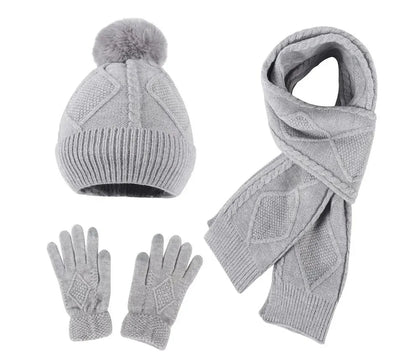 Adult Hat, Scarf, Glove, Three Piece Set, Autumn and Winter New Warm and Thickened Woolen Hat - Shello's Creative Boutique