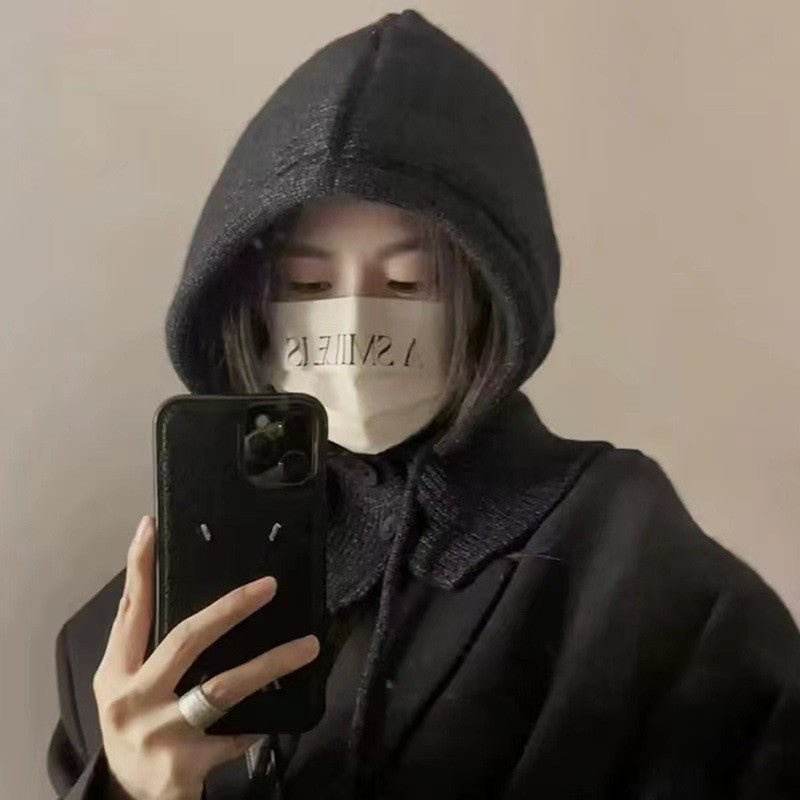 Winter Hooded Knit Hat & Scarf Shawl — One-Piece Ear & Neck Protection