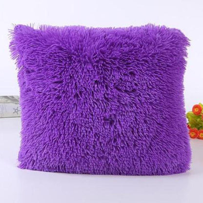Solid Soft Plush Faux Fur  Decorative Cushion Cover Throw Pillows For Sofa Car Chair Hotel Home Decoration