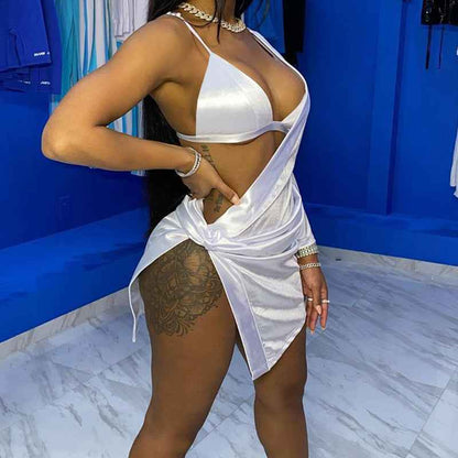 Eprolo Feminine Bra Mini Dress – Asymmetric One-Shoulder Party Wear