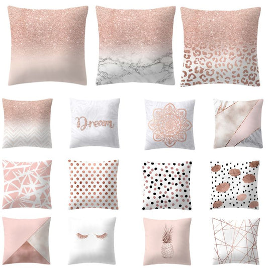 Rose Gold Pineapple Glitter Pillow Case - Glamorous 45x45cm Cushion Cover