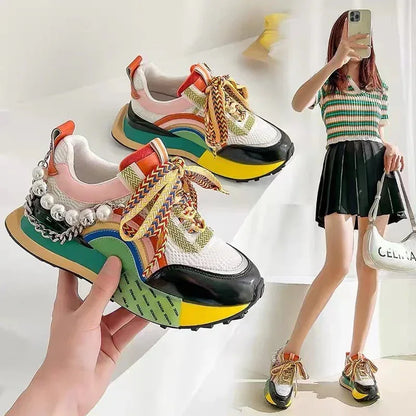 Women's Sneakers Retro Style Original Design Thick Sole Casual - Shello's Creative Boutique