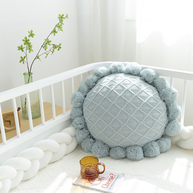 Sunflower Thickened Knitted Pillow Homestay Sofa Cushion Cover Living Room Bedside Pillow Waist Pillow Simple Cushion
