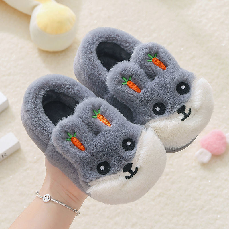 Kids Cotton Slides Autumn Winter Indoor Non-slip Cute Rabbit Non-slip Kids Shoes Home Slippers Fashion Baby Boys Girls Slippers eprolo