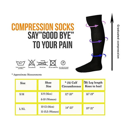 david angie Unisex Medical Compression Socks Women Men Pressure Varicose Veins Leg Relief Pain Knee High Stockings 1Pair,1Yc2101 eprolo
