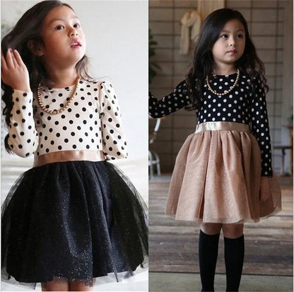 Dot Long Sleeve Dress For Girls Clothing Child Costume Baby Girl Clothing Teenager School Daily Wear Sashes Kids Casual Clothes - Shello's Creative Boutique