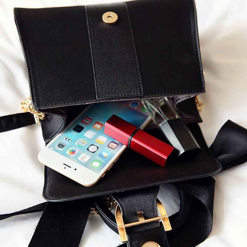 Top-Handle Velvet Bow Handbag - New European Style Chain Bags for Women