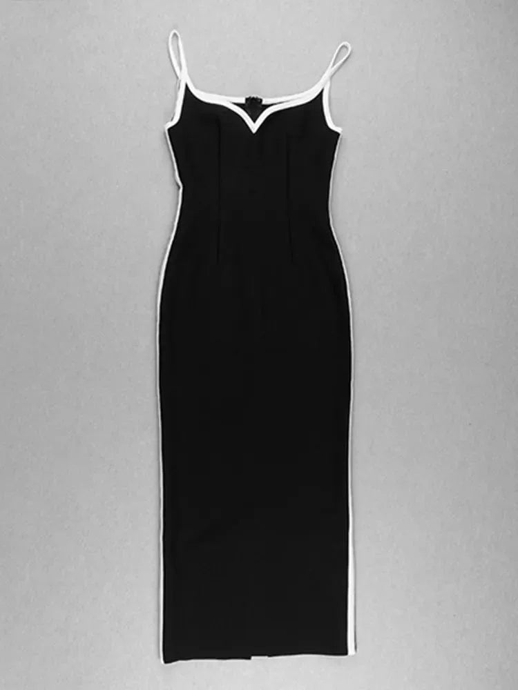 Black Layered Bandage Dress - Sleeveless Long Evening Dress - Shello's Creative Boutique