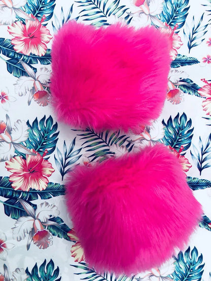 Luxe Winter Wrist Gloves – Faux Rabbit Fur with Oversized Sleeves - Shello's Creative Boutique