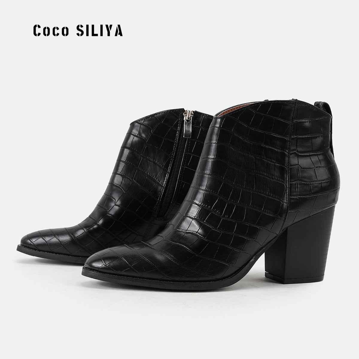 Women's Martin Boots - Thick Heel Ankle Boots for Autumn & Winter - Shello's Creative Boutique