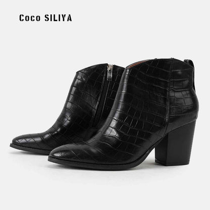Women's Martin Boots - Thick Heel Ankle Boots for Autumn & Winter - Shello's Creative Boutique