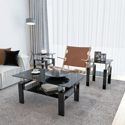 Set of 2 Modern Tempered Glass Tables – Sleek & Functional Living Room Accent - Shello's Creative Boutique