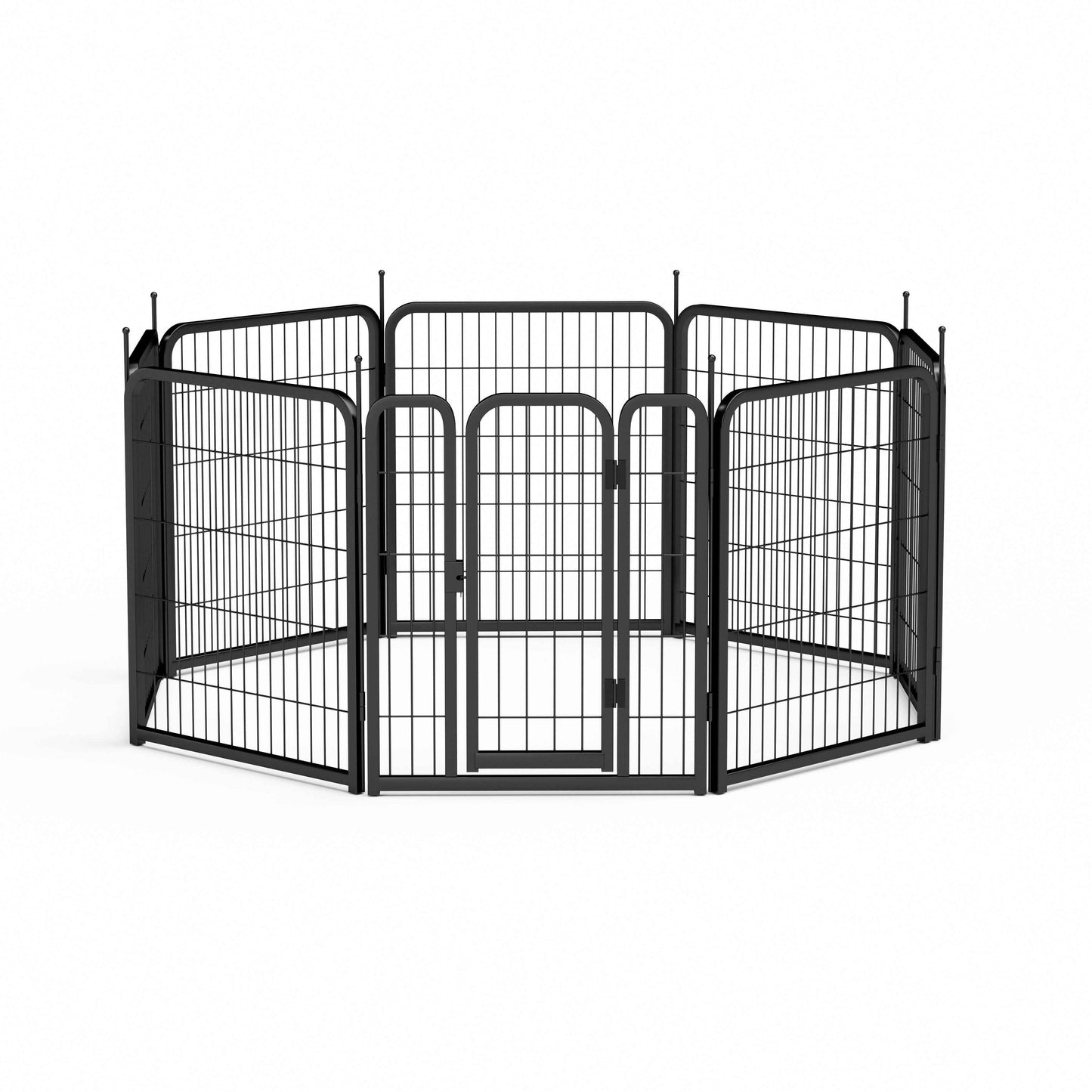 8-Panel Outdoor Dog Fence - 80cm Portable Pet Playpen (Black, 67cm W x 80cm H)