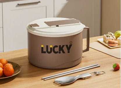 Large capacity 316 stainless steel anti-scalding drainable instant noodle bowl with cutlery lunch box - Shello's Creative Boutique