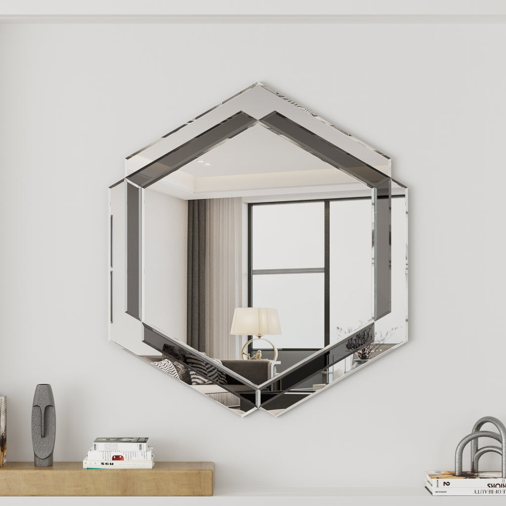 28 x 31.5 inches Wall-Mounted Silver Decorative Round Wall Mirror for Home, Living Room, Bedroom, Entryway eprolo