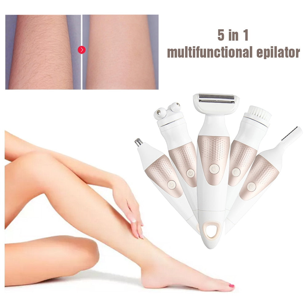 5-in-1 Waterproof Electric Shaver – Ultimate Hair Removal Kit for Women