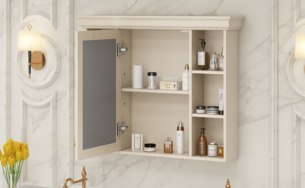 35'' x 28'' Blue Wall Mounted Bathroom Storage Cabinet with Mirror Door, Modern Bathroom Wall Cabinet with Mirror eprolo