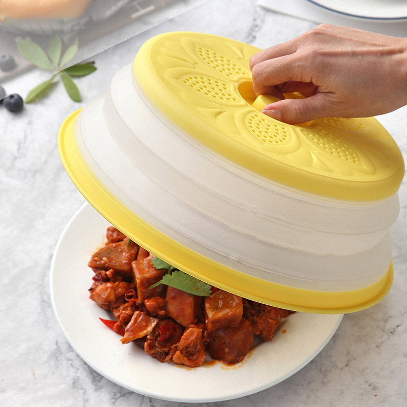 Collapsible Microwave Cover Lid Folding Plate Cover Colander Strainer Fruit Vegetables Washing Basket Plate Lid Kitchen Tools eprolo