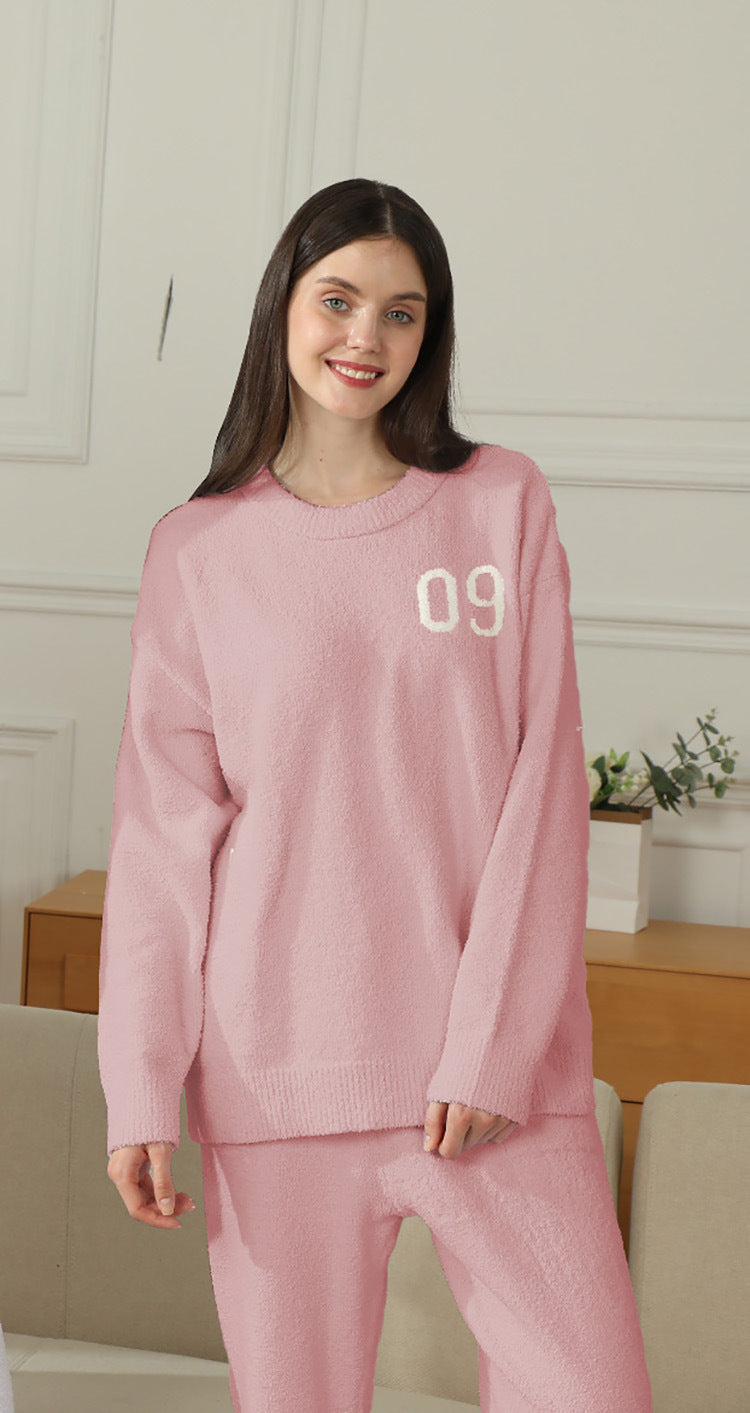Autumn and Winter Half Fleece Couple's Home Clothes Set Head Style Multi Color Optional Plush Set Sleepwear eprolo