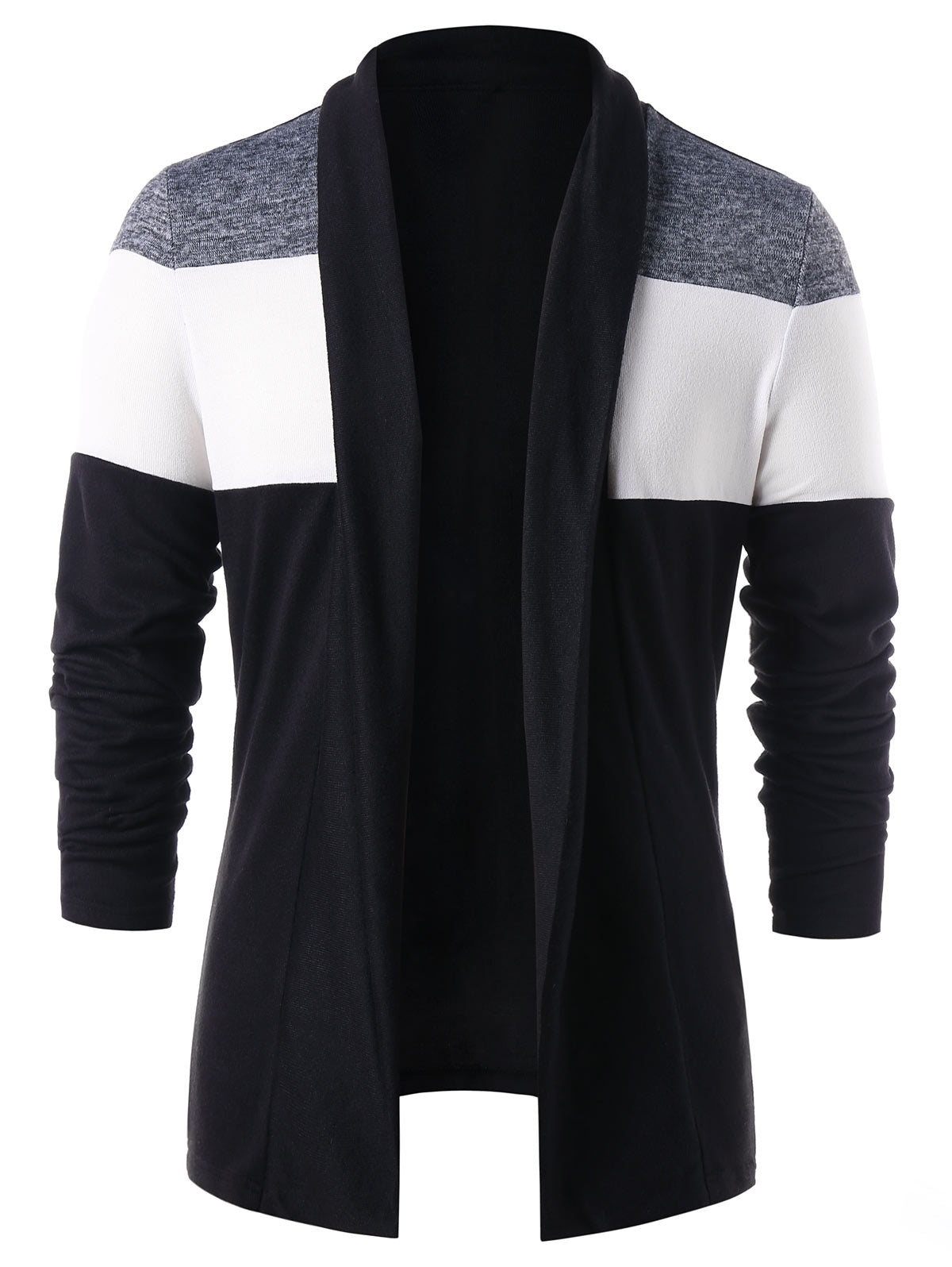 Colour Blocking Open Front Casual Cardigan