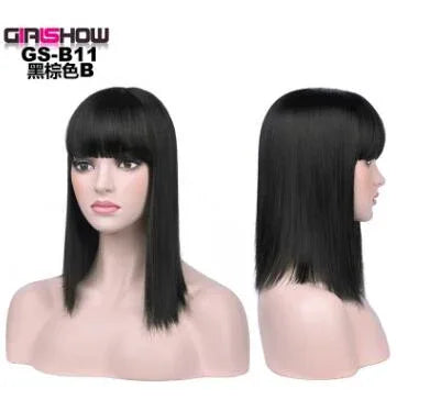 Short Bob Wig with Bangs - Straight Synthetic Heat Resistant - Shello's Creative Boutique