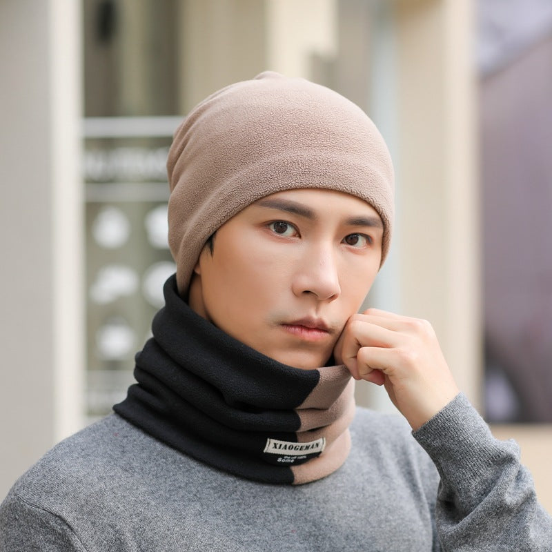 2pcs Men's Scarf Winter Simple Men And Women Winter Warm Hat Thickened Scarf Set Student Head Neck Cover eprolo