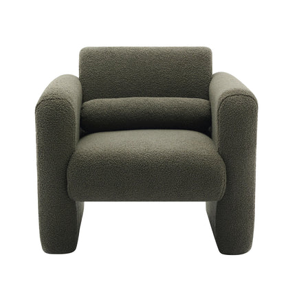 Modern style chair with Sheepskin Sherpa fabric soft cushion, armchair, soft with backrest and pillow - Shello's Creative Boutique