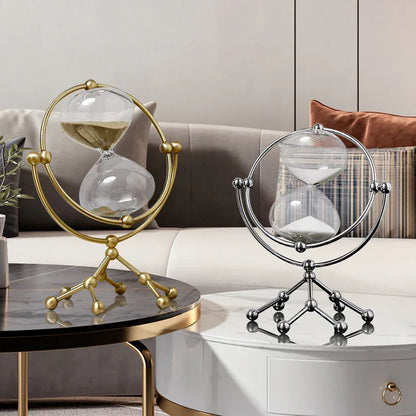 Nordic Light Luxury Rotating Hourglass – Exquisite Metal Crafts Decoration - Shello's Creative Boutique