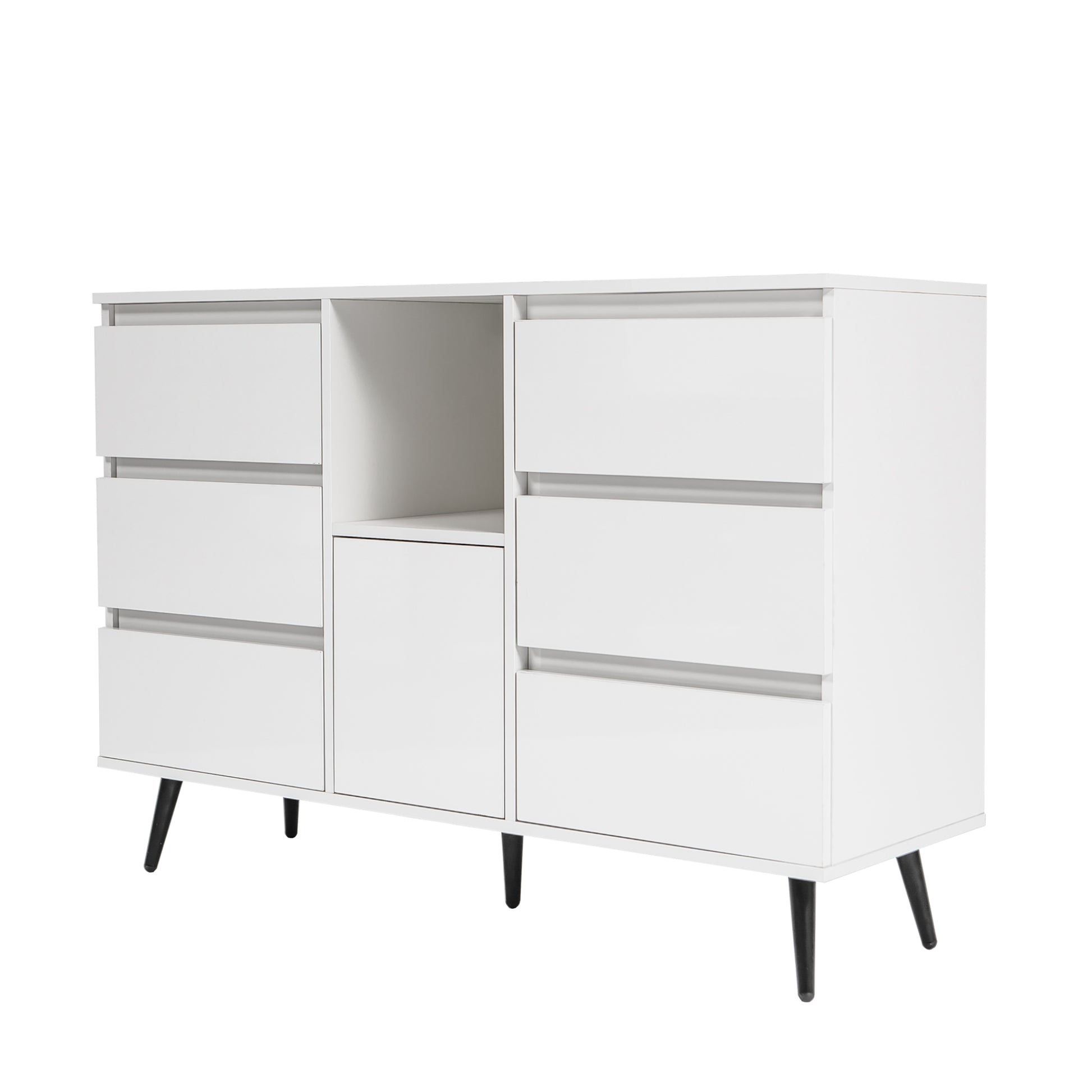 Living Room Sideboard Storage Cabinet White High Gloss with LED Light eprolo
