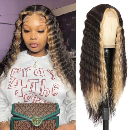Deep Wave Lace Front Wig - Long Curly with Headband - Shello's Creative Boutique
