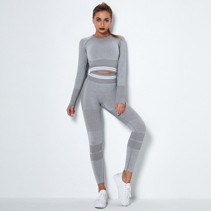 4Pcs Women Vital Seamless Yoga Set Sports Bra+Crop Top Shirts+Shorts+High Waist Leggings Gym Clothing Sports Wear For Women Shello Creative Boutique
