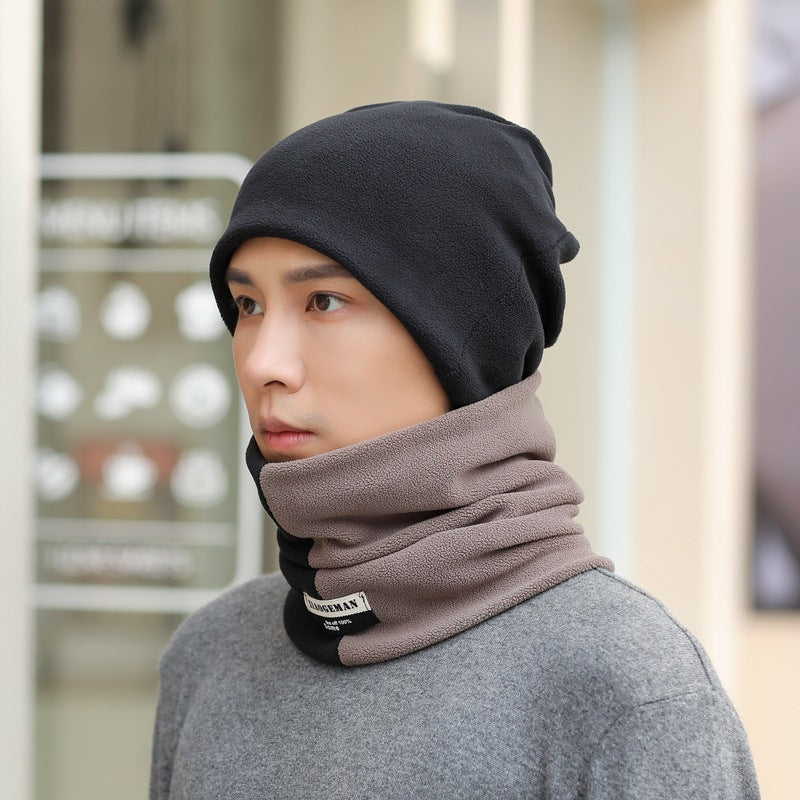 2pcs Men's Scarf Winter Simple Men And Women Winter Warm Hat Thickened Scarf Set Student Head Neck Cover eprolo