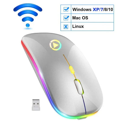 Wireless Mouse Bluetooth RGB Rechargeable Computer Silent Mause LED Backlit Ergonomic Gaming Mouse For PC Laptop - Shello's Creative Boutique