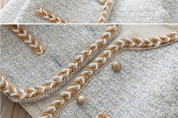 Girls teens party dress chic Dress Suits 2pic Elegant Autumn Winter Fragrance Vest Dress + Jacket dress suit set eprolo