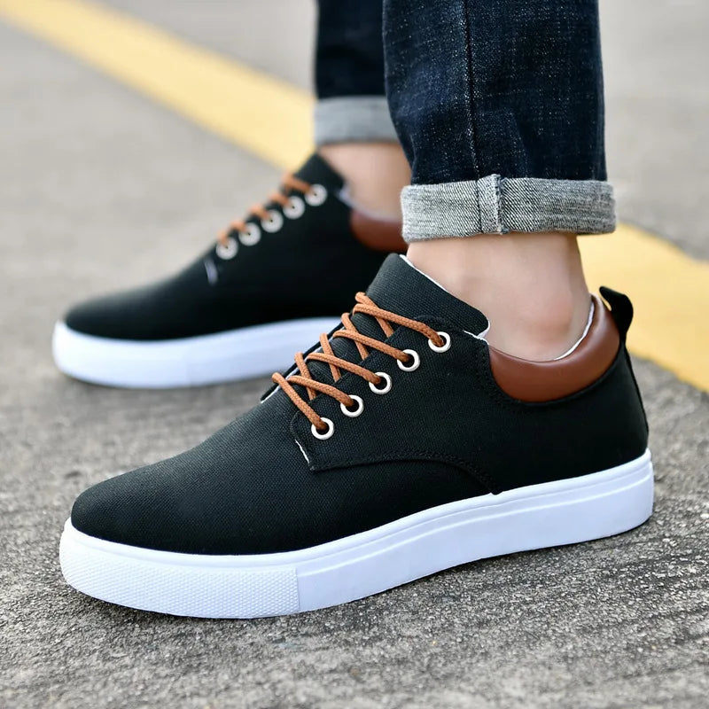 Men Shoes Canvas Sneakers Flats Lace up Leisure Loafers Rubber Sole Non Slip Sneakers eprolo