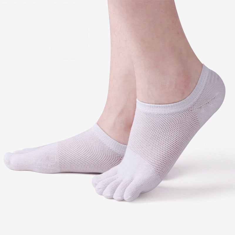 100% Cotton Five-Toe Mesh Socks - Breathable Split-Toe Socks for Men