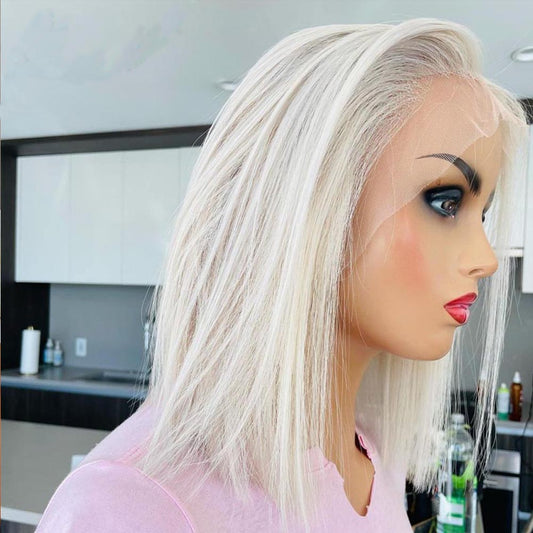 Women's Chemical Fiber Front Lace Wig Straight Hair Short Hair Headset Natural Hairline Wig Shello Creative Boutique