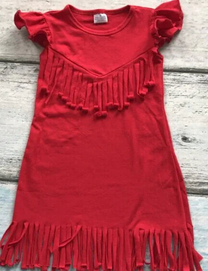 baby girls spring summer solid Tassels cotton dress boutique all-match clothing kids wear fringe multi color mint hot sale - Shello's Creative Boutique