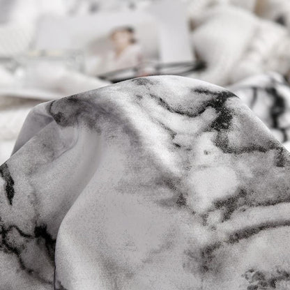 The Bedroom Bedding Is A Comfortable White Marble Pattern Printed Duvet Cover (2/3 Piece Set) eprolo