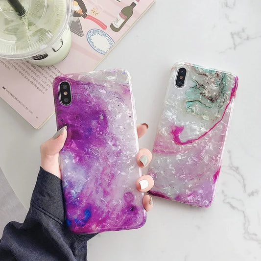 Glitter Marble Case For iphone 7 XR XS MAX Case Soft TPU Back Cover For iphone 6 6S 7 8 Plus iphone X XR Case Cover Phone Case - Shello's Creative Boutique