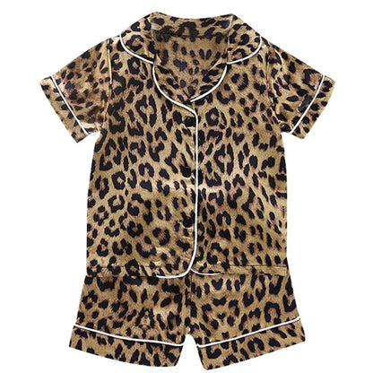 LJW Children's pajamas set Baby suit Kids Clothes Toddler Boys Girls Ice silk satin Tops Pants Set home Wear Kids pajamas - Shello's Creative Boutique