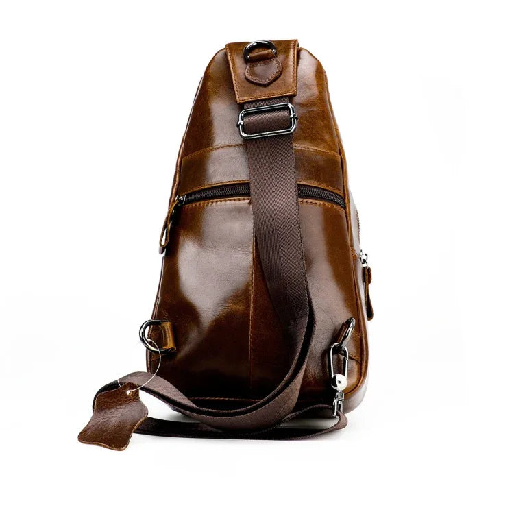 Men Leather Chest Bag Retro Shoulder Bag - Shello's Creative Boutique