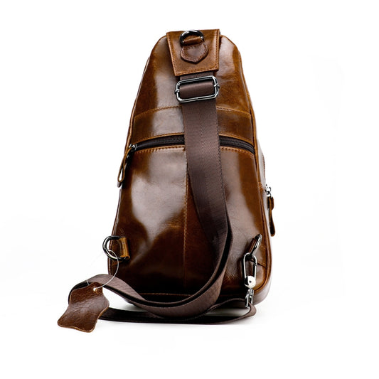 Men Leather Chest Bag Retro Shoulder Bag