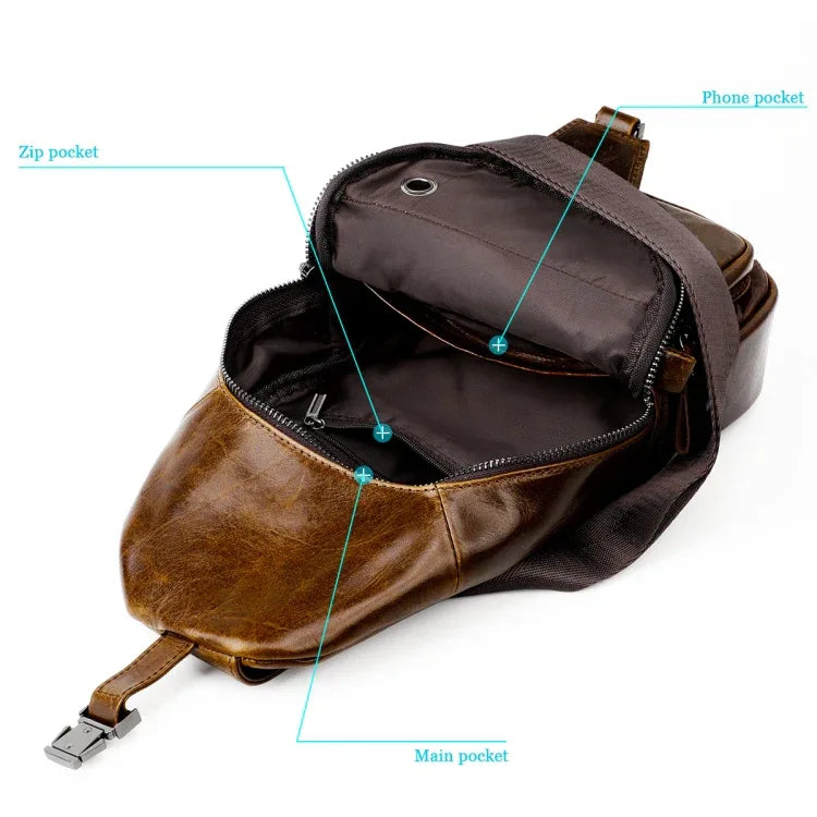 Men Leather Chest Bag Retro Shoulder Bag - Shello's Creative Boutique