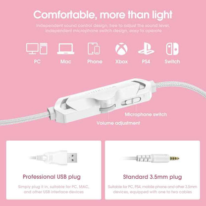 ONIKUMA X10 Car Ear LED Light Adjustable Gaming Headset with Microphone