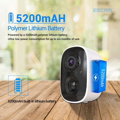 ESCAM G14 Rechargeable 1080P Full HD AI Recognition Infrared Night Vision WiFi Camera, G14 SUNSKY