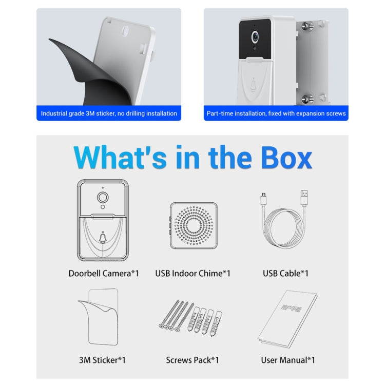 X3 Smart Doorbell Camera Support Mobile APP & Two-way Voice & Cloud Storage SUNSKY